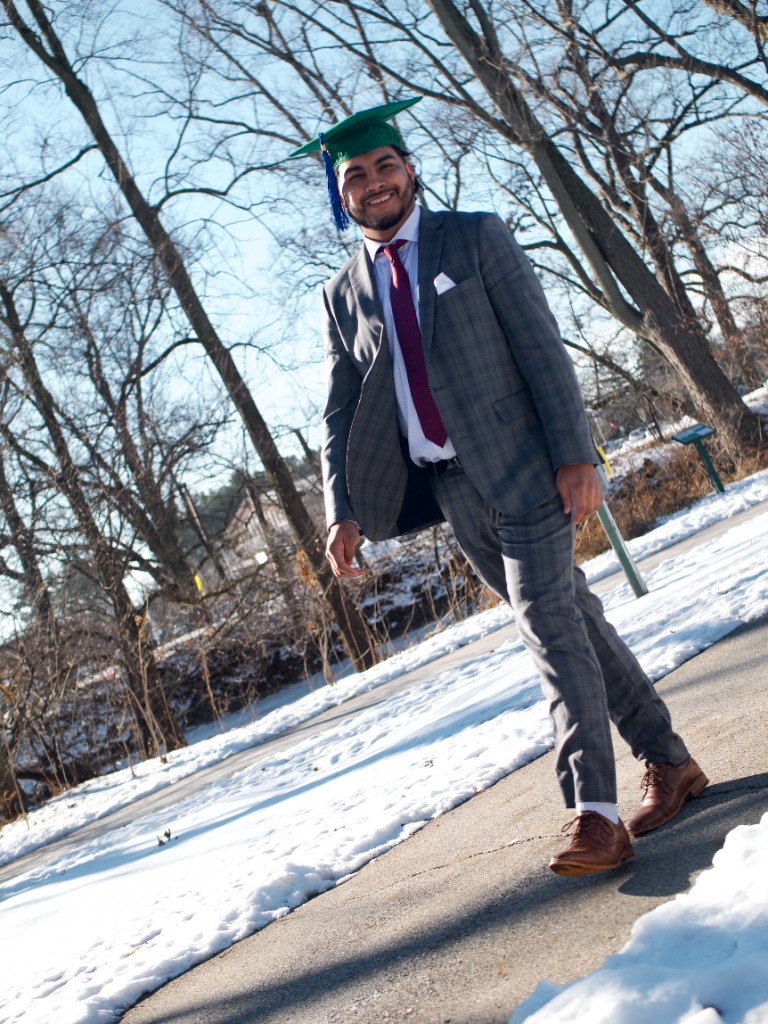 Victory walk in cap and suit